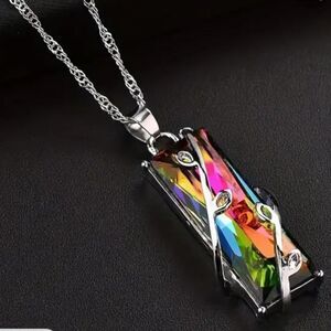 Rainbow Pendant STERLING Silver Necklace